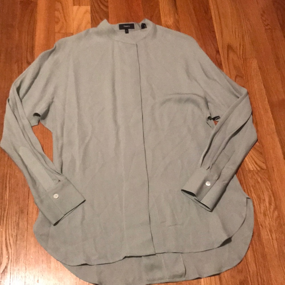 Light Green Silk Theory Buttondown
